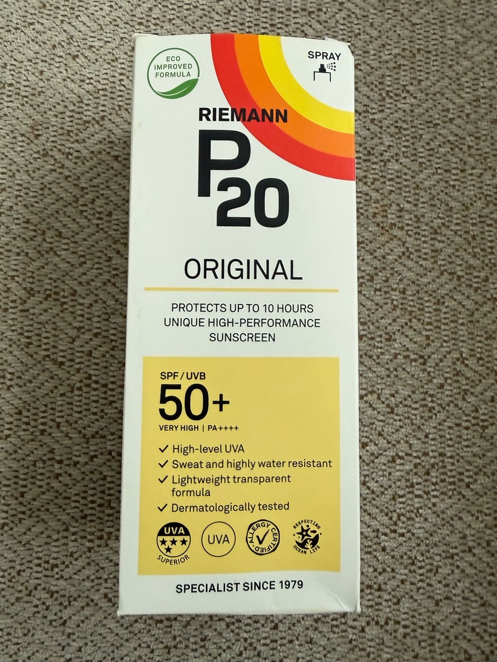 P20 Original SPF 50+ Yellow Sunscreen Spray